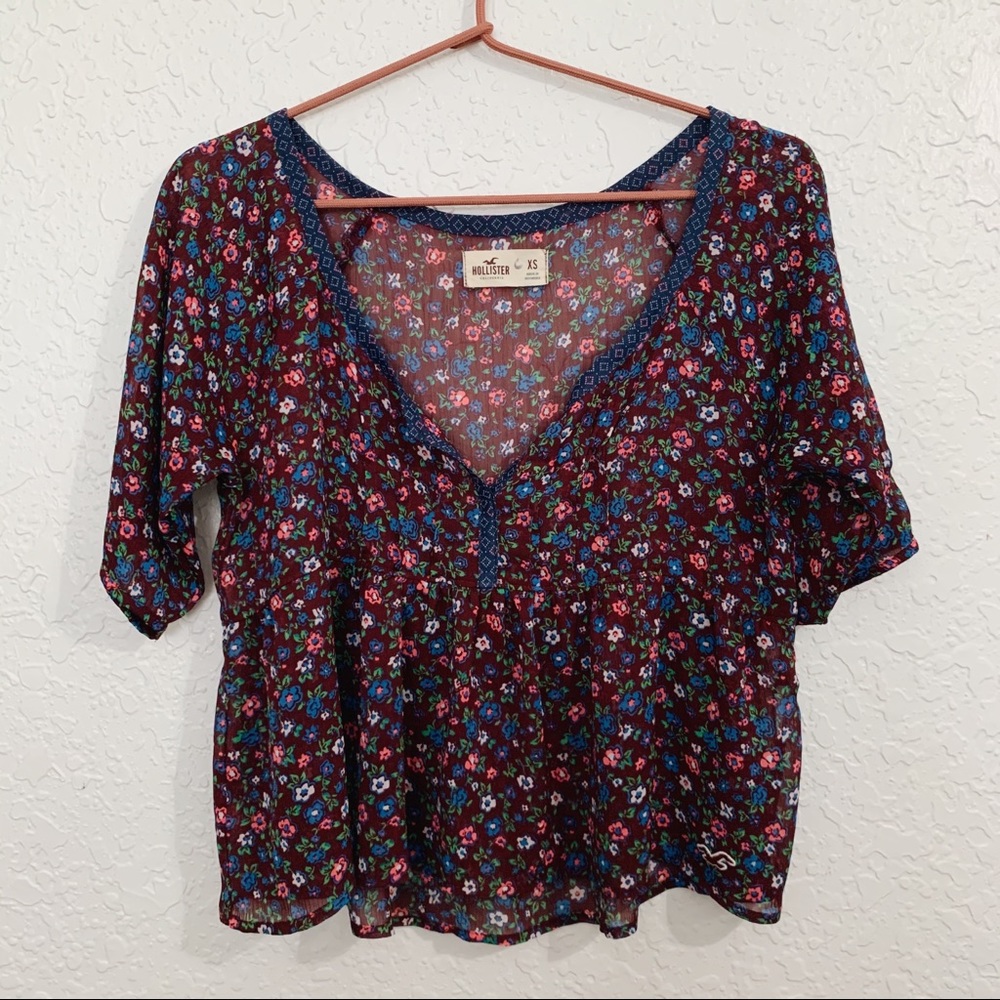 hollister sheer flowy blouse